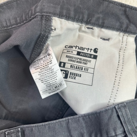 Carhartt Rugged Flex Relaxed Fit Canvas Work Pants Gray BN2291-M 44x32 Mens - Picture 6 of 14